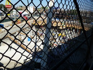 a view down into the new Cubs locker room being constructed. It is underground outside of the 3rd base side of Wrigley Field. It will be the 2nd largest clubhouse in MLB at the smallest ballpark. On top of the clubhouse at ground level will be a large grassy field for public events held by the Cubs.